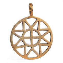 SUN and CROSS, small, bronze pendant
