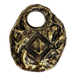 INGWAZ, rune pendant antique brass