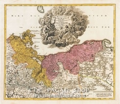 POMERANIA, Homan, historical map, replica