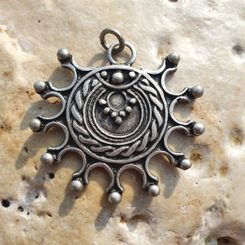 DEVANA, Slavic solar pendant, zinc, antique silver