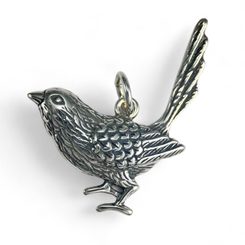 Great Tit Bird, silver pendant