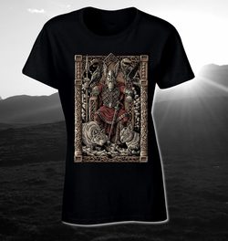 ODIN on the Throne, Ladies Viking T-Shirt