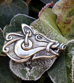Celtic Boar - head, pendant, silver