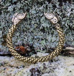 Celtic Boar, braided bracelet, brass
