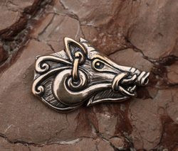 Celtic Boar - head, bronze pendant