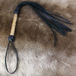 Leather Quirts, black and wood