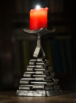 PYRAMIDE, forged candlestick