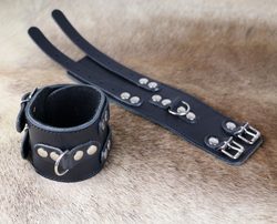 LEATHER HANDCUFFS wide - pair