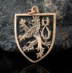 CZECH LION, Bohemia, bronze pendant