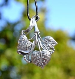 LIME LEAVES, Slavic Tree, pendant, silver 925, 10 g
