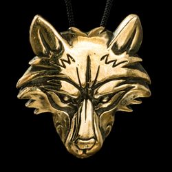VUK, tête de loup, amulette bronze