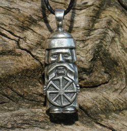 DOMOVOI, Slavic House Spirit - Protector with Kolovrat, silver pendant, Ag 925, 10 g