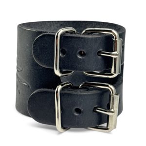 New Zealand - fern, leather bracelet, black