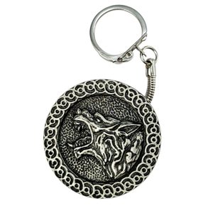 Slavic wolf keychain, zinc antique silver