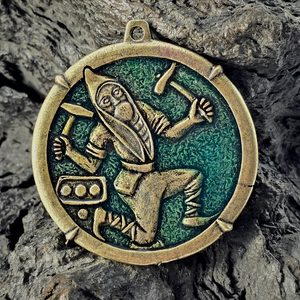 Medieval miner – Kuttenberg, pendant, antique brass, enamel