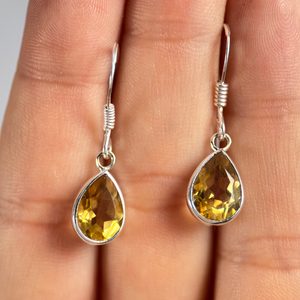 RUTH, silver earrings, citrine, Ag 925/1000