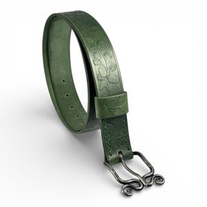 Pommes de pin, ceinture en cuir, forestier, boucle forgée