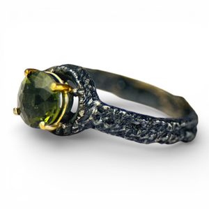 KRUMAU, moldavite, silver ring, Ag 925/1000