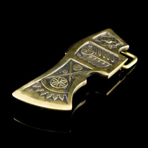 Carpathian axe, belt buckle, brass
