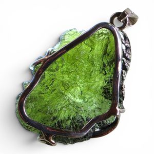 FERN, silver pendant with Moldavite