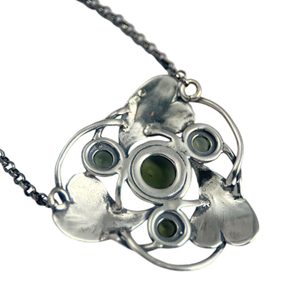 TRISKEL, art nouveau jewellery, necklace, Moldavite Ag 925/1000
