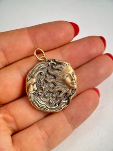 SUN and MOON, pendant, bronze