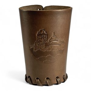 Leather cup for dice brown
