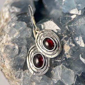 AGARA, Ohrringe, Silber 925, Granat