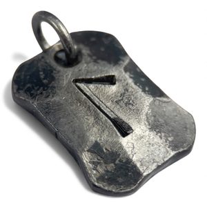 LAGUZ, forged iron rune pendant