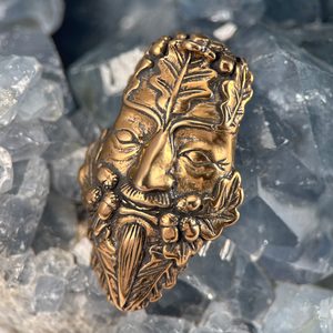 Oak Green Man, bronze pendant