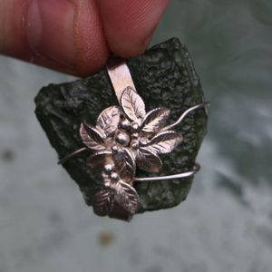 FLORA - MOLDAVITE, silver pendant Ag 925