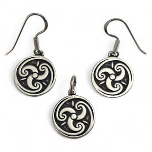 FIRE - WATER - AIR, triskel, jewellery set Ag 925/1000