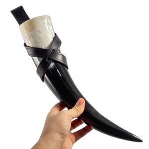 Support en cuir pour corne à boire, universel - noir