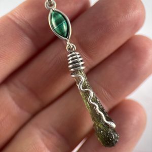 VESPERA, Pendentif en moldavite, argent 925/1000