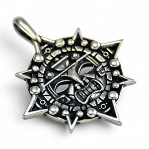 AZTEKISCHE MASKE, Amulett, Anhänger, Silber 925