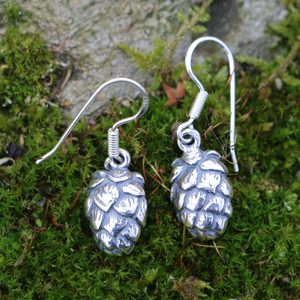 HOPS - Hop Cone, set of pendant and earrings, silver