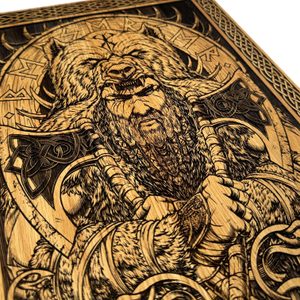 Berserker-Wikinger, Wanddekoration, Holz 32x46cm
