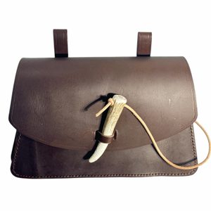 LARGE CAPACITY LEATHER BAG with antler