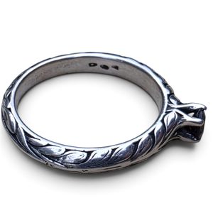 Silberring Lorbeerkranz mit Granat, Ag 925