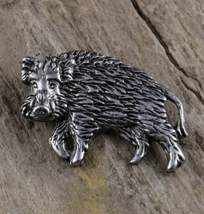 Sanglier, amulette, étain