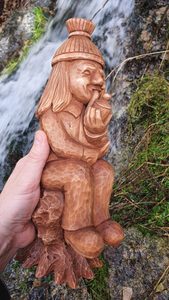 Vodnik - Water Spirit - Vodyanoy, wooden carved figure from the Carpathians