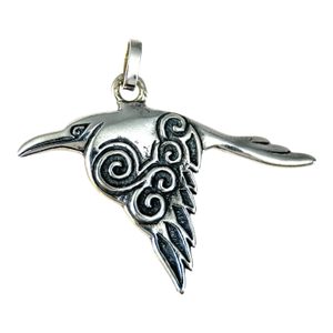 CORVUS - Celtic Crow Pendant, silver 925