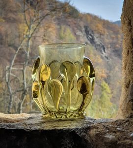 MEDIEVAL GOBLET - BOHEMIA, green forest glass