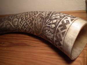 SLAVIC EMBROIDERY, Engraved Drinking Horn, 0.7 l
