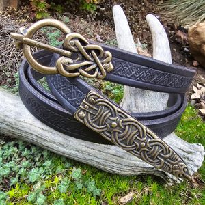 BORRE Wikinger Gürtel verziert, schwarz, altmessing
