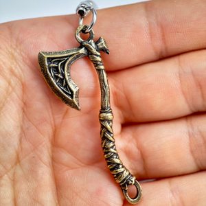 BATTLE AXE, key ring, zinc, old brass