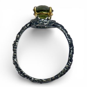 KRUMAU, moldavite, silver ring, Ag 925/1000