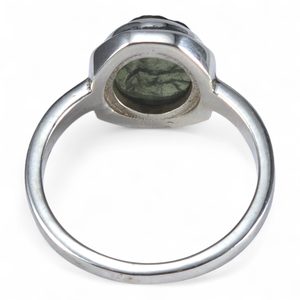 Mittelalterlicher Ring mit Moldavit, Silber Ag 925