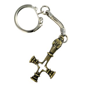 Wolf cross keychain, zinc old brass