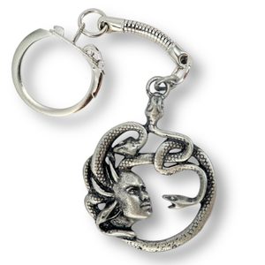Medusa keyring, zinc antique silver